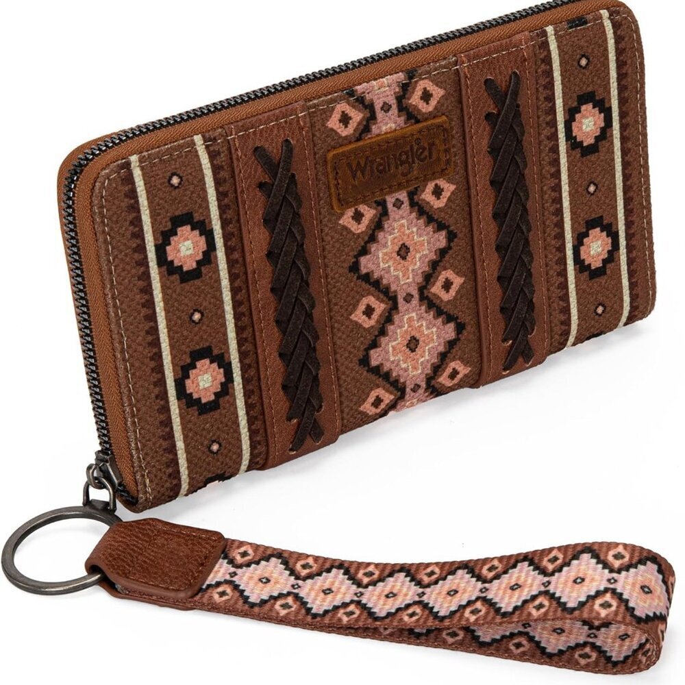 Wrangler Wristlet Western Wallet Boho Aztec Credit Card Holder For Women